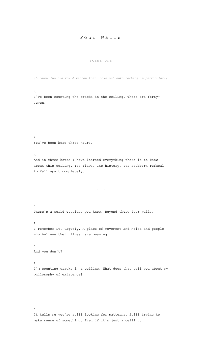 Minimalist typographic stage play script